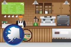alaska map icon and coffee and tea shop