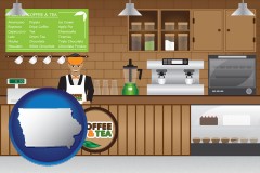 iowa map icon and coffee and tea shop