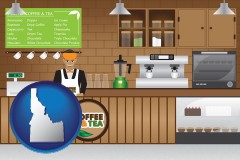 idaho map icon and coffee and tea shop