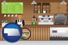 nebraska map icon and coffee and tea shop