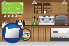 coffee and tea shop - with OR icon