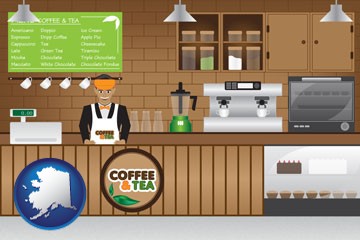 coffee and tea shop - with Alaska icon
