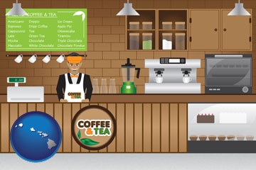coffee and tea shop - with Hawaii icon