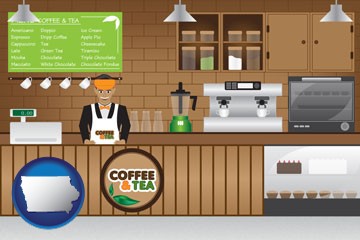 coffee and tea shop - with Iowa icon