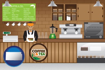 coffee and tea shop - with Kansas icon