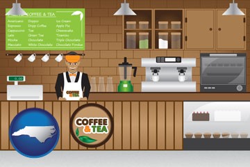 coffee and tea shop - with North Carolina icon