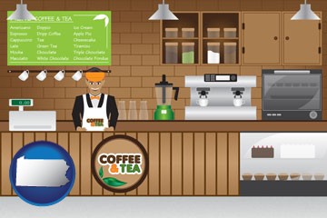 coffee and tea shop - with Pennsylvania icon