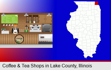 coffee and tea shop; LaSalle County highlighted in red on a map